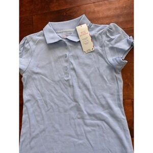 Cat & Jack Girls Blue School Uniform Polo Shirt Puff Sleeve Size L 10/12 NWT